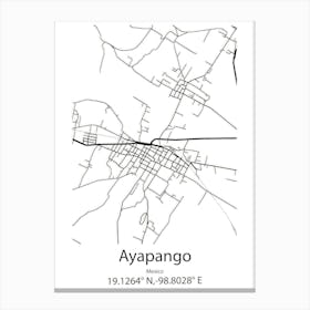 Ayapango,Mexico Minimalist Map Canvas Print