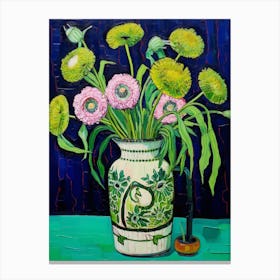 Flowers In A Vase Still Life Painting Scabiosa 1 Canvas Print