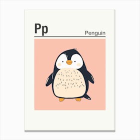 Animals Alphabet Penguin 3 Canvas Print