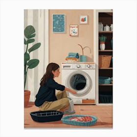 Illustration Of A Woman Doing Laundry 6 Canvas Print