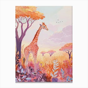 Orange Sunset Giraffe Canvas Print