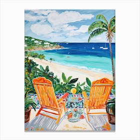 Shoal Bay, Anguilla, Matisse And Rousseau Style 3 Canvas Print