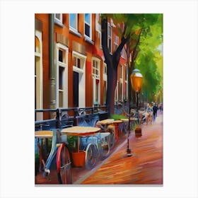 city of Amsterdam, Netherlands, streets, cafes, passing by, the beauty of summer, oil colors..44 Canvas Print