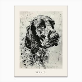 Spaniel Detailed Line Sketch 2 Poster Canvas Print