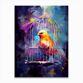 Colourful Watercolour Bird Cage 2 Canvas Print