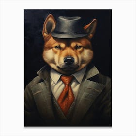 Gangster Dog Akita Canvas Print