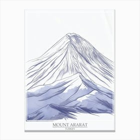 Mount Ararat Turkey Color Line Drawing 7 Poster Canvas Print