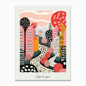 Poster Of Copenhagen, Illustration In The Style Of Pop Art 2 Canvas Print