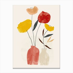 Flowers In Vases, Boho, Minimalism Canvas Print