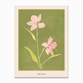 Pink & Green Orchid 4 Flower Poster Canvas Print
