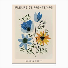 Spring Floral French Poster  Love In A Mist 1 Canvas Print