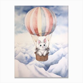 Baby Arctic Hare 1 In A Hot Air Balloon Canvas Print