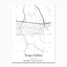 Teays Valley,United States Minimalist Map Leinwandbild