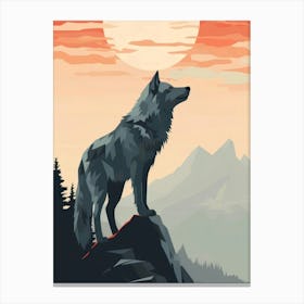 Wolf At Sunset 2 Canvas Print