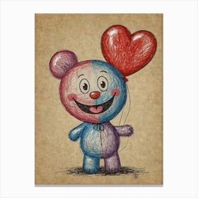 Teddy Bear With Balloon Canvas Print