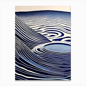 Water Ripples Lake Waterscape Linocut 1 Canvas Print