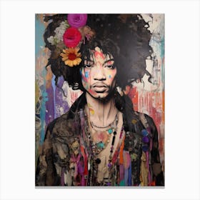 Jimi Hendrix Abstract Portrait 14 Canvas Print