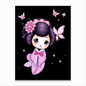 Cartoon Geisha Girl Canvas Print