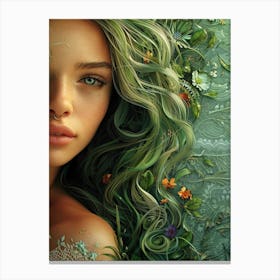 Green Haired Girl 4 Canvas Print