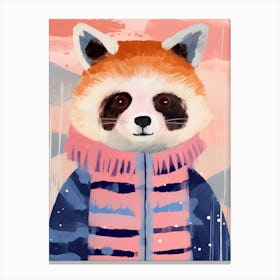 Playful Illustration Of Red Panda Bear For Kids Room 3 Canvas Print