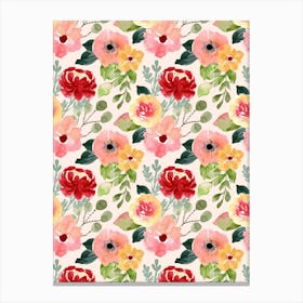 Watercolor Floral Pattern Leinwandbild