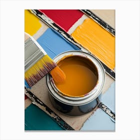 Paint Brush On A Can Of Paint Canvas Print