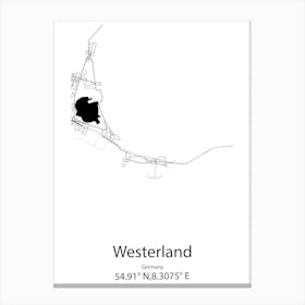 Westerland,Germany Minimalist Map Leinwandbilder