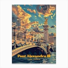 Pont Alexandre Iii Bridge Paris Travel Illustration Canvas Print