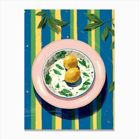 A Plate Of Two Lemons, Top View Food Illustration 3 Canvas Print