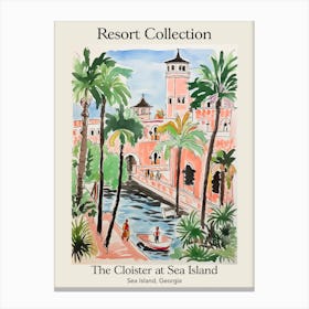 Poster Of The Cloister At Sea Island   Sea Island, Georgia   Resort Collection Storybook Illustration 2 Canvas Print