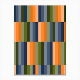 Blue and green and orange stripes Abstract Canvas Print