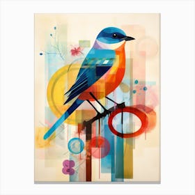 Bird Painting Collage Bluebird 6 Canvas Print