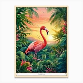 Greater Flamingo Pakistan Tropical Illustration 4 Poster Canvas Print