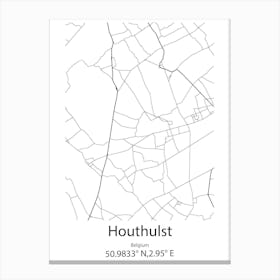 Houthulst,Belgium Minimalist Map Canvas Print