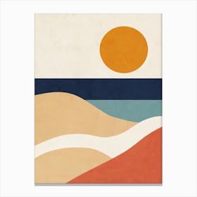 Beach, Geometric Abstract Art, Poster Vintage 1 Canvas Print