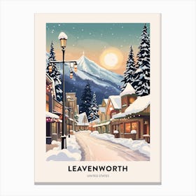 Vintage Winter Travel Poster Leavenworth Washington 2 Canvas Print