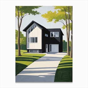 Minimalist Modern House Illustration (16) Canvas Print