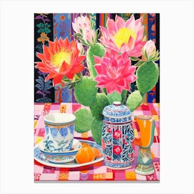 Cactus Painting Maximalist Still Life Devils Tongue Cactus 2 Canvas Print