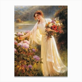 Lady With Flowers Canvas Print