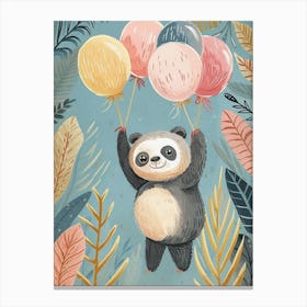 Sloth Bear Holding Balloons Storybook Illustration 2 Canvas Print