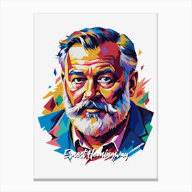 Ernest Hemingway 01 Portrait WPAP Pop Art Canvas Print