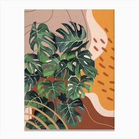 Abstract Shapes Monstera Plant Canvas Print