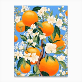 Orange Tree With Flowers Canvas Print