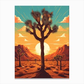  Retro Illustration Of A Joshua Trees At Dawn In Desert 2 Canvas Print