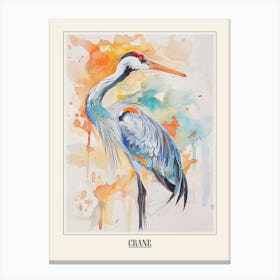 Crane Colourful Watercolour 4 Poster Canvas Print