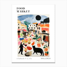 The Food Market In Mallorca 2 Illustration Poster Canvas Print