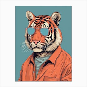 Tiger Illustrations Wearing A Polo Shirt 2 Canvas Print