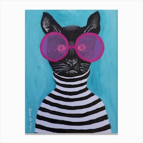 Stripy Black Cat Canvas Print