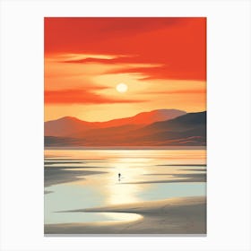 Luskentyre Sands Isle Of Harris Scotland At Sunset, Vibrant Painting 2 Canvas Print