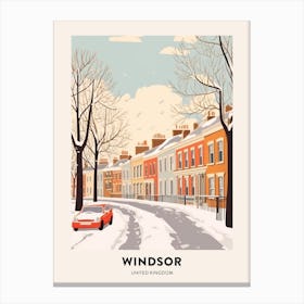 Vintage Winter Travel Poster Windsor United Kingdom 4 Canvas Print